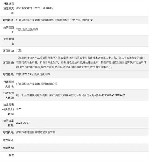 纖蜜研健康產(chǎn)業(yè)集團(tuán) 深圳 銷(xiāo)售抽檢不合格產(chǎn)品 電吹風(fēng) 案